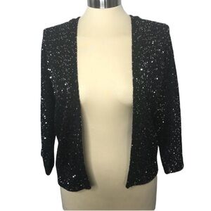 Express Black and Silver Sequin Crop Cardigan